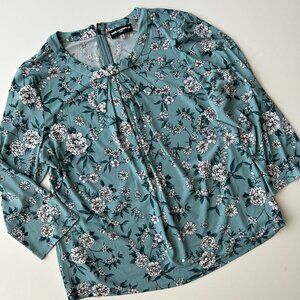 Karl Lagerfeld Blue Floral Long-Sleeve Top